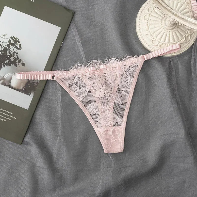 Low-Waisted Sexy Thong Attractive Breathable Women Rhinestone