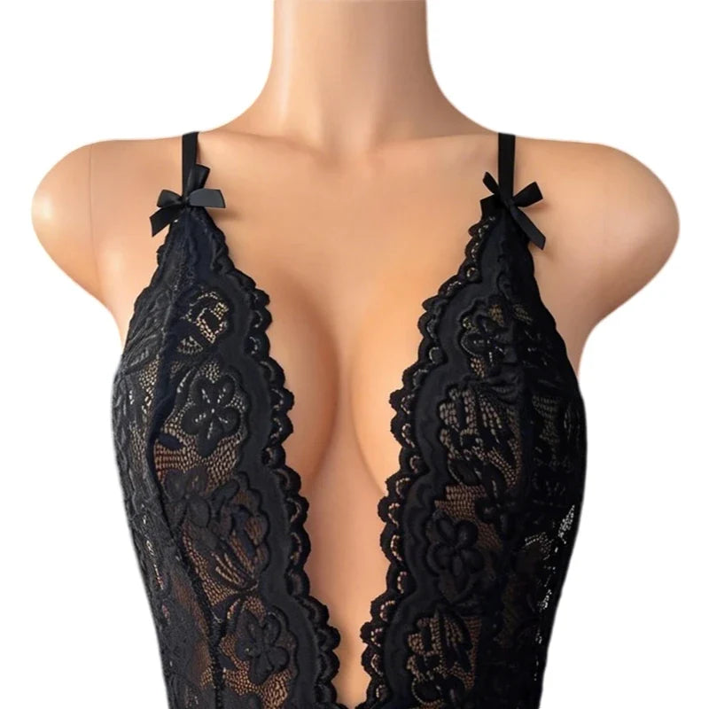 Deep V Sexy Underwear Women One-piece Exotic Bodysuit Set