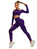 Women's Off-Shoulder Yoga Set – Seamless Top & Leggings