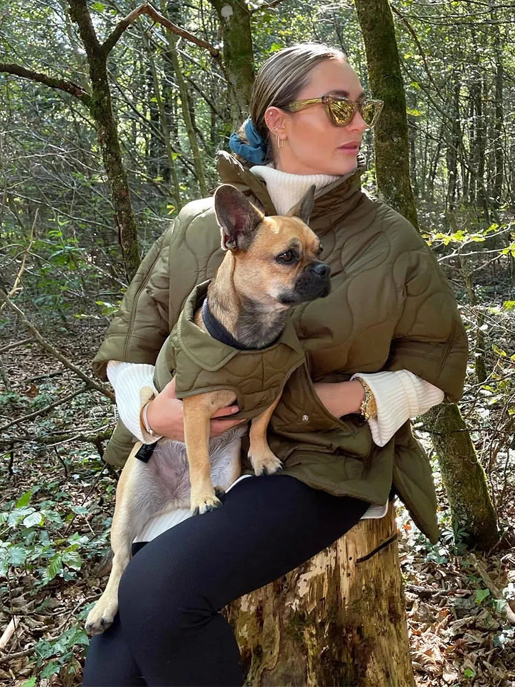 Quilted Argyle Coat Cape Rainproof Jacket