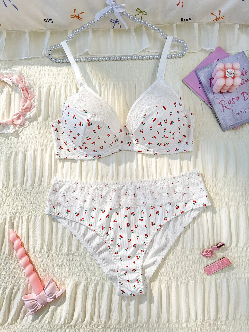 Lace Unlined Underwire Bra Comfort Lace Panties Lingerie Set