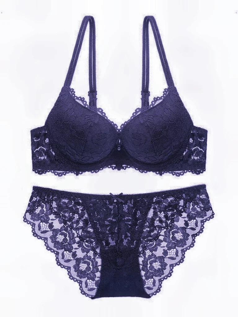 Bow Padded Push Up women's Bra Set Suitable for Small Busts