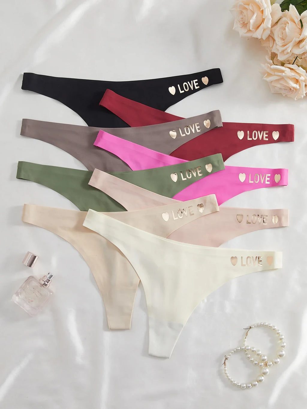 8PCS Seamless Underwear Waistband Soft Girls Sexy Thong Solid Panty Female Intimate