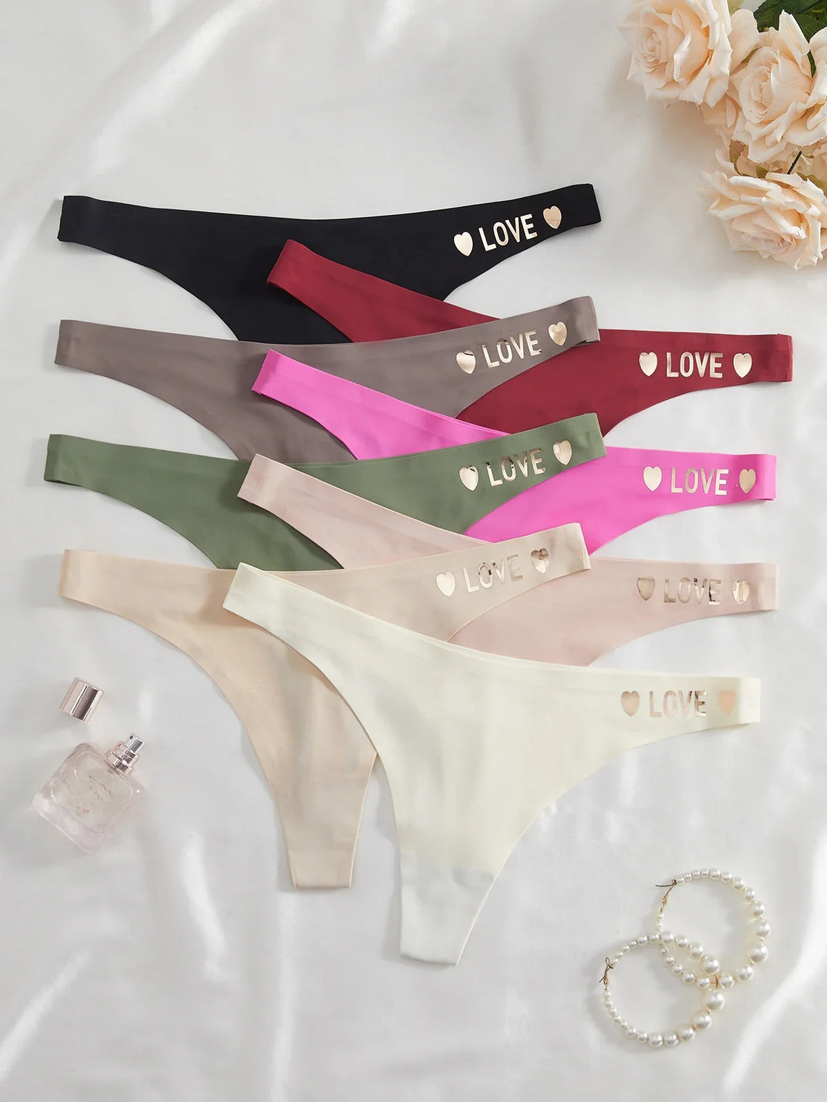 8PCS Seamless Underwear Waistband Soft Girls Sexy Thong Solid Panty Female Intimate