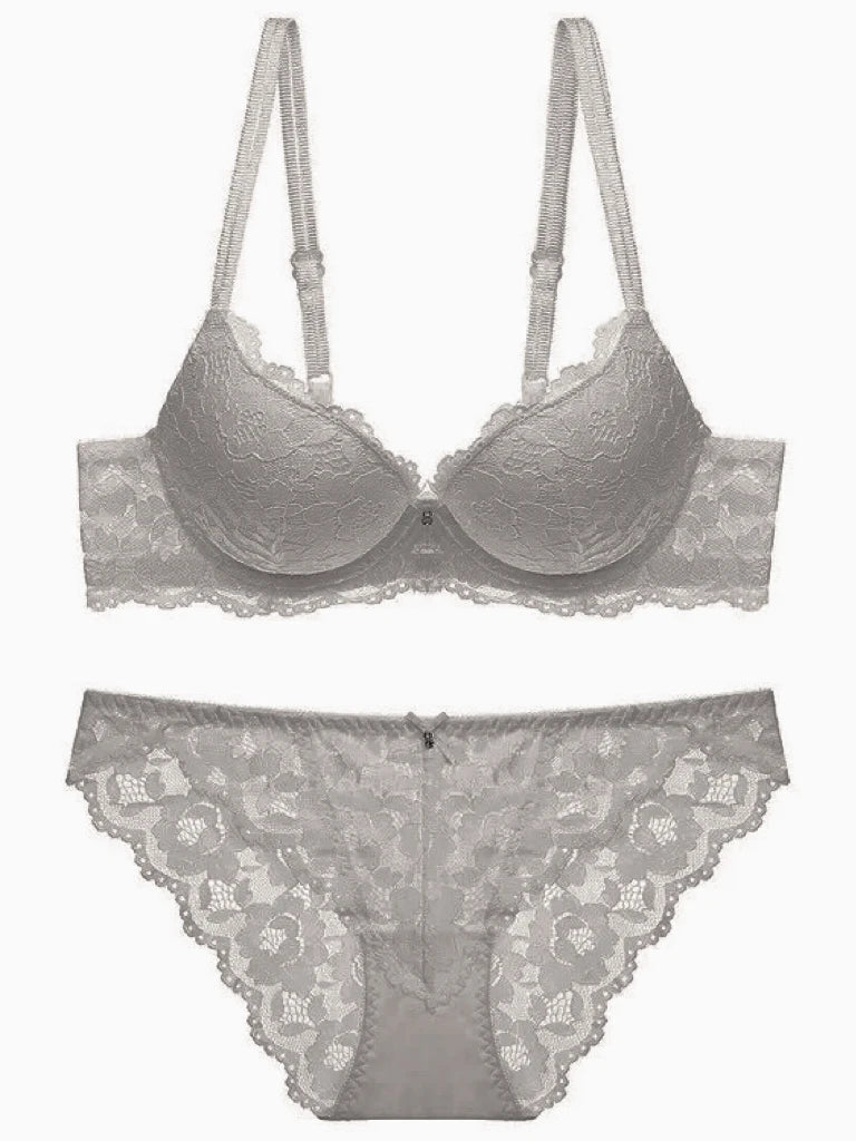 Bow Padded Push Up women's Bra Set Suitable for Small Busts