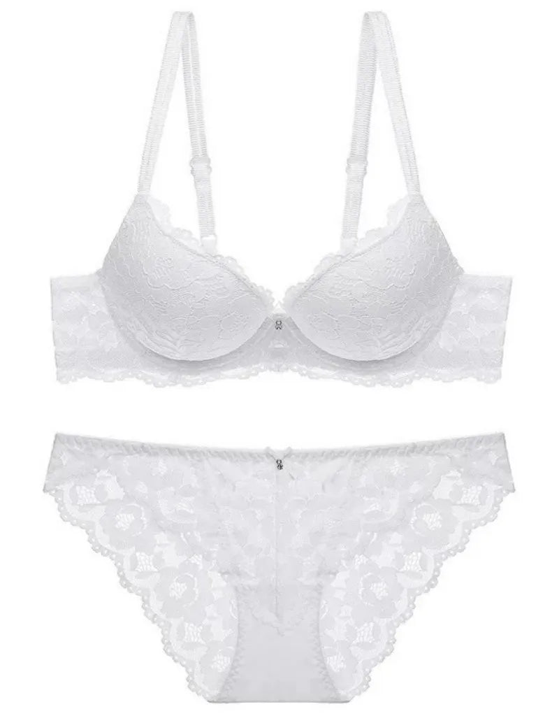 Bow Padded Push Up women's Bra Set Suitable for Small Busts
