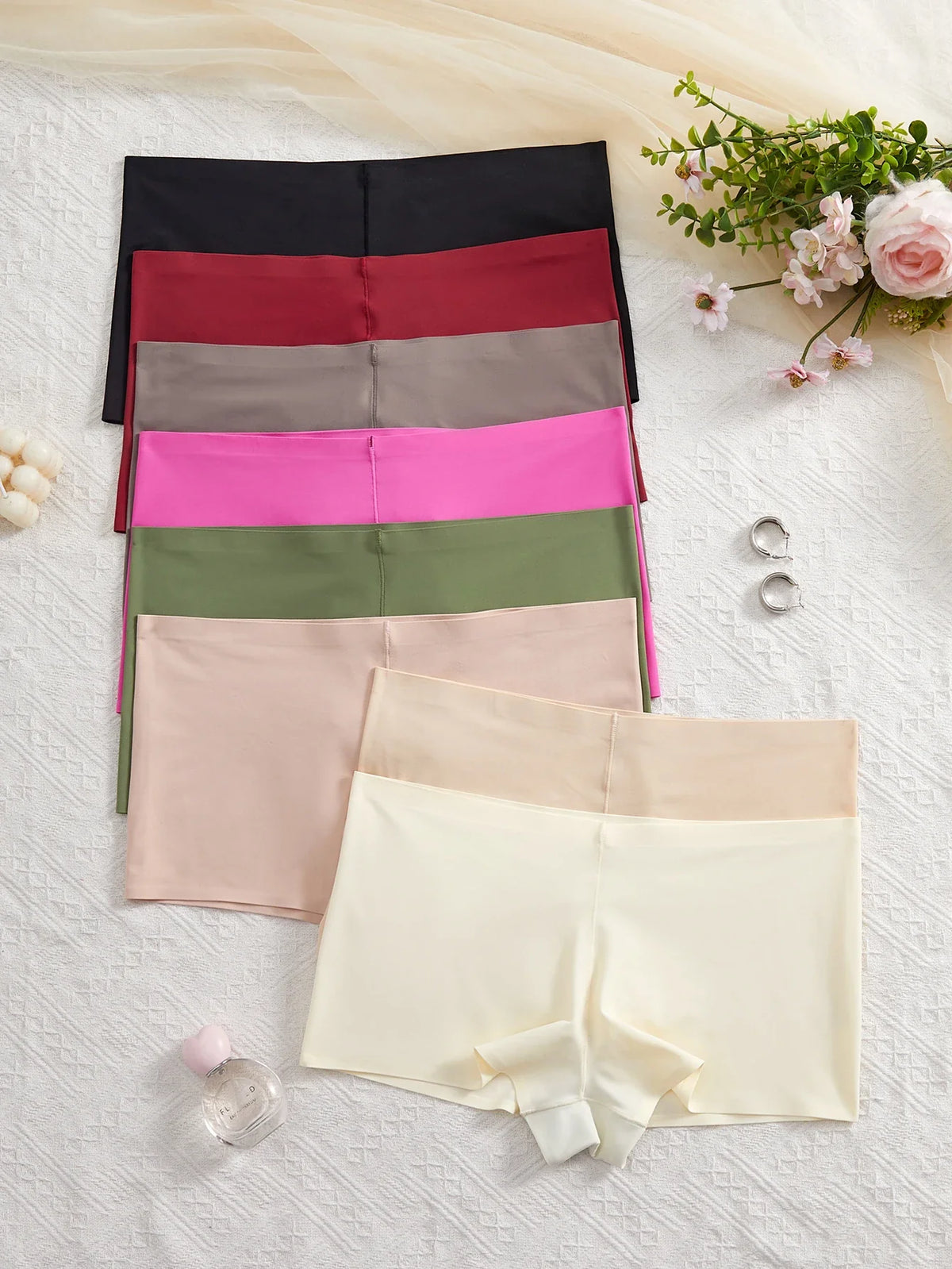 8PCS/Set Women's Smooth Elastic underwear Love Heart Accent