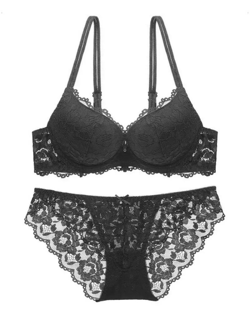 Bow Padded Push Up women's Bra Set Suitable for Small Busts