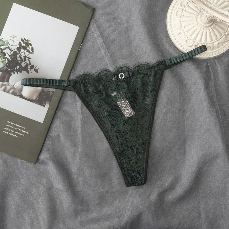 Low-Waisted Sexy Thong Attractive Breathable Women Rhinestone