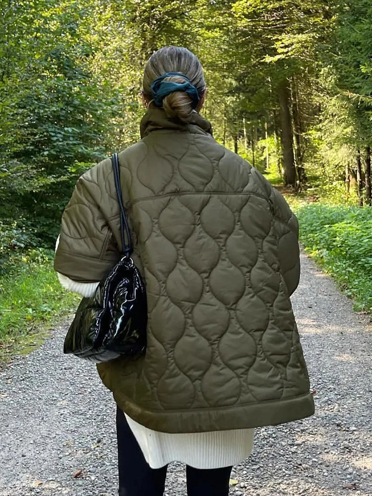 Quilted Argyle Coat Cape Rainproof Jacket