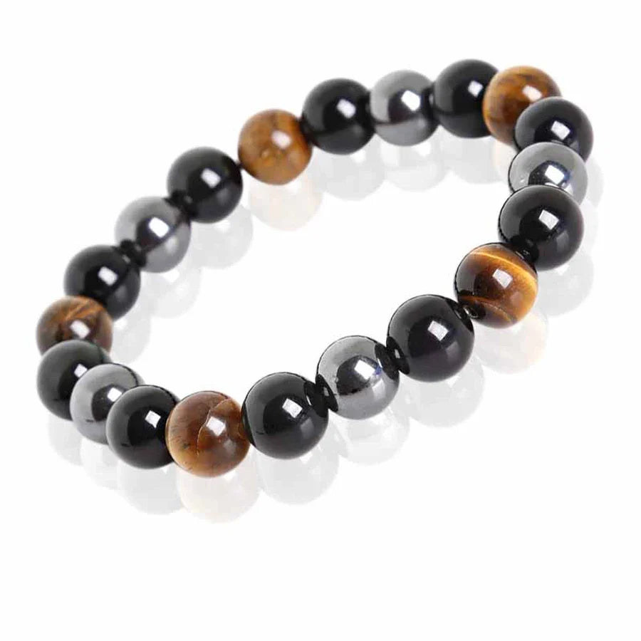 Tiger Eye Bead Bracelet – Natural Obsidian & Hematite Bracelet