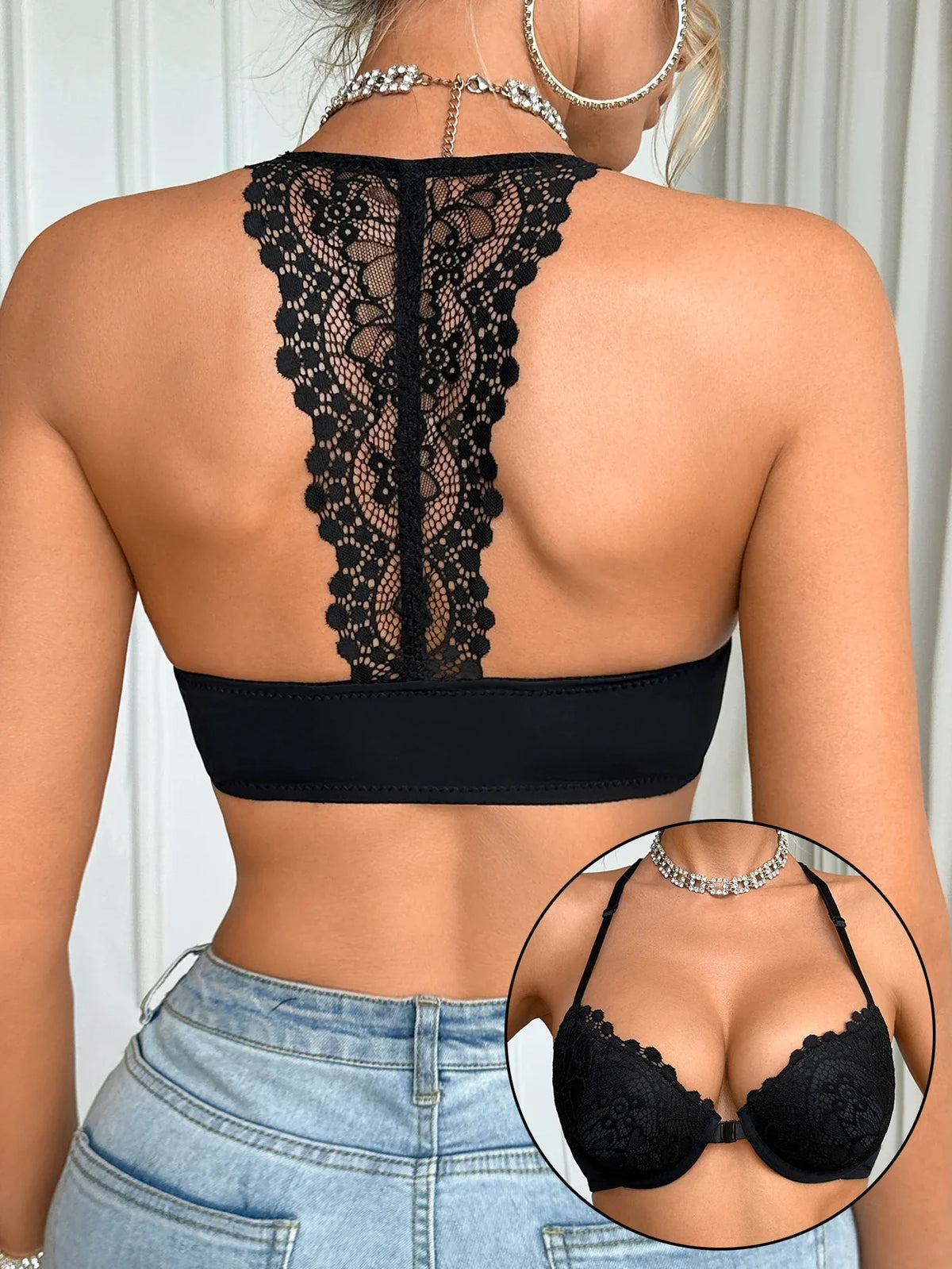 French Lace Back Beauty Women Sexy Bra