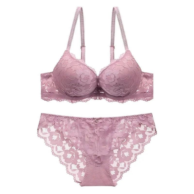 Bow Padded Push Up women's Bra Set Suitable for Small Busts