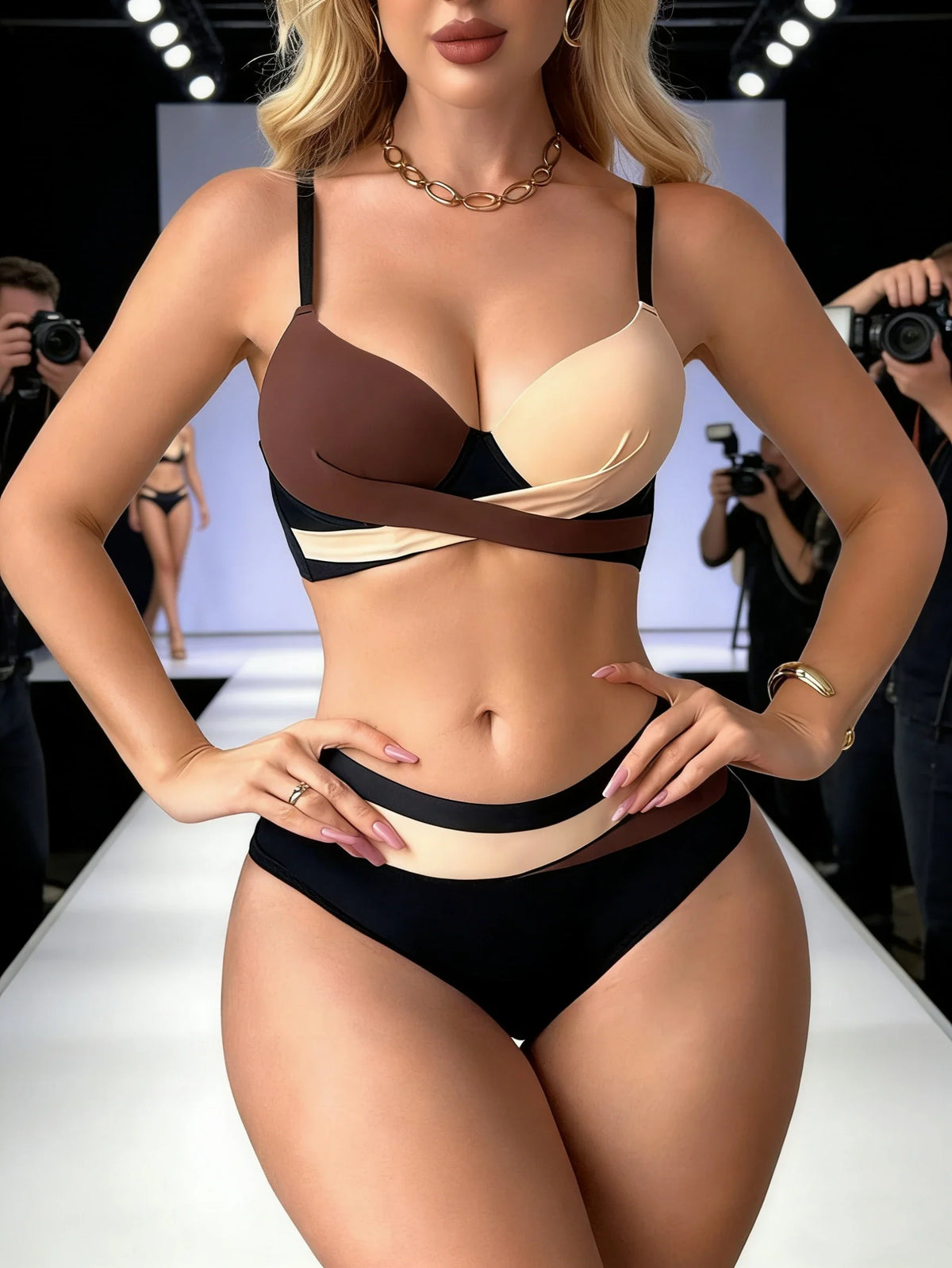 Stylish Color Block Women's Underwear Set