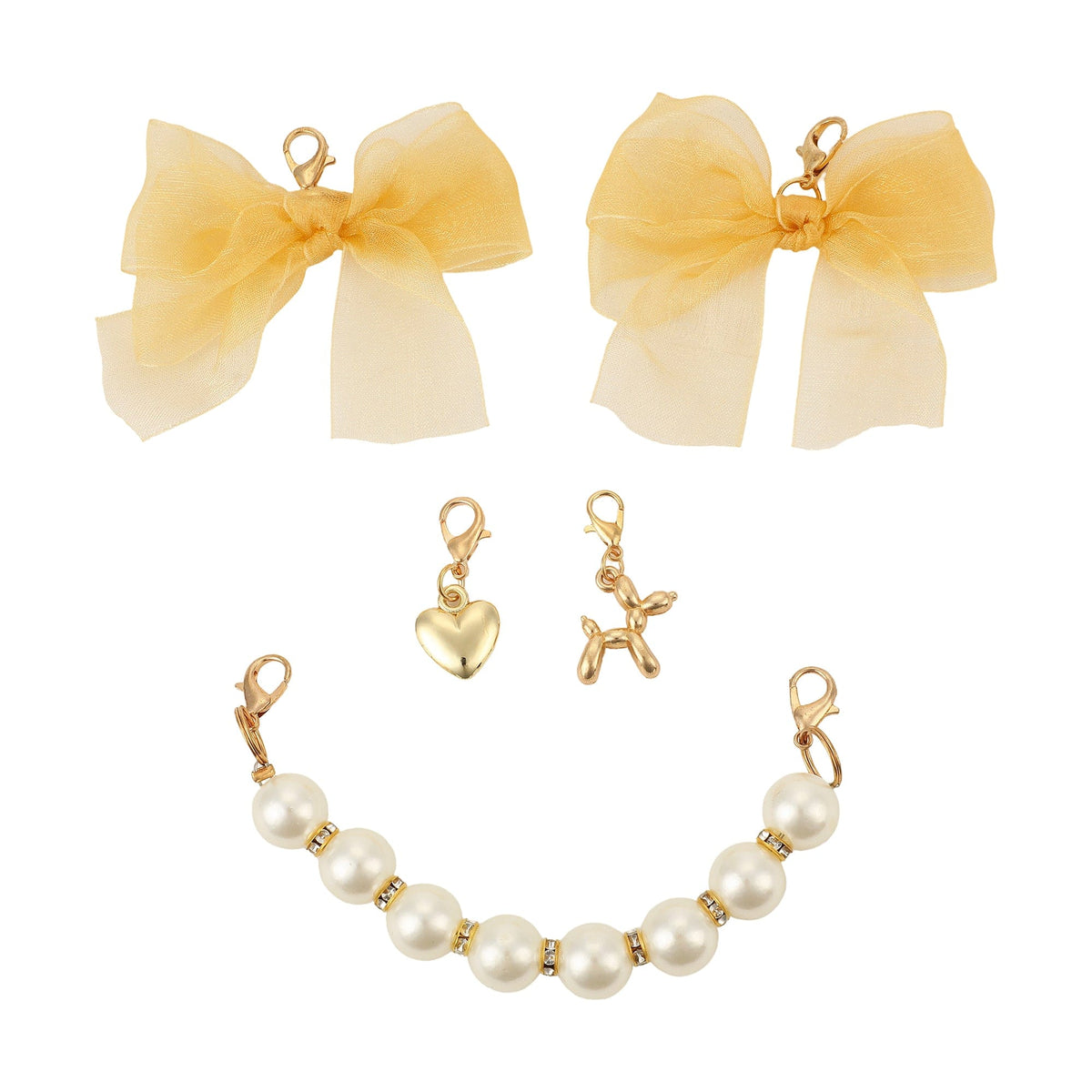 Shoe Charm Set - Gold Bows & Pearls