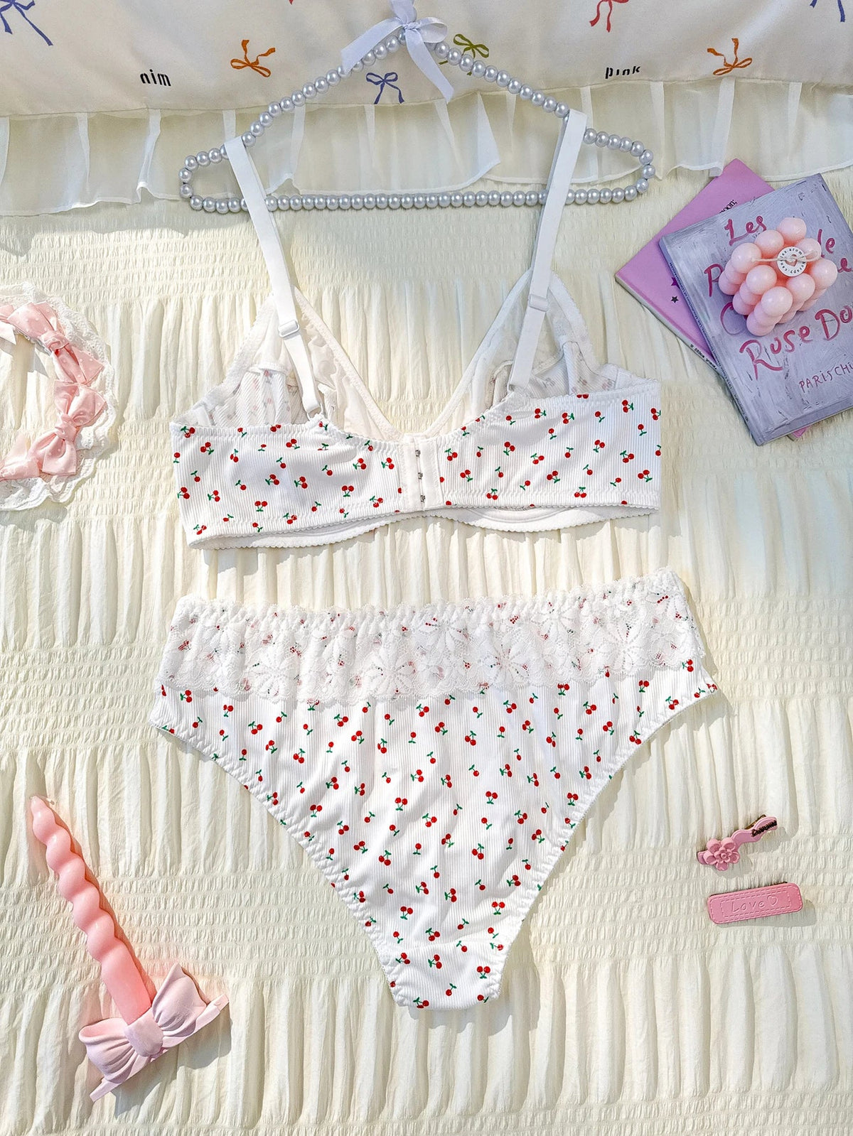 Lace Unlined Underwire Bra Comfort Lace Panties Lingerie Set