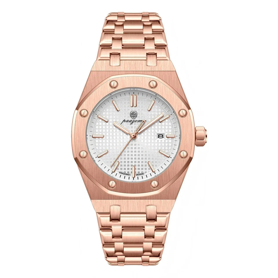 PAAZOMU Luxury Watches For Men Stainless Steel Waterproof Luminous Man Watch Date Week Fashion Casual Men's Quartz Watch Reloj