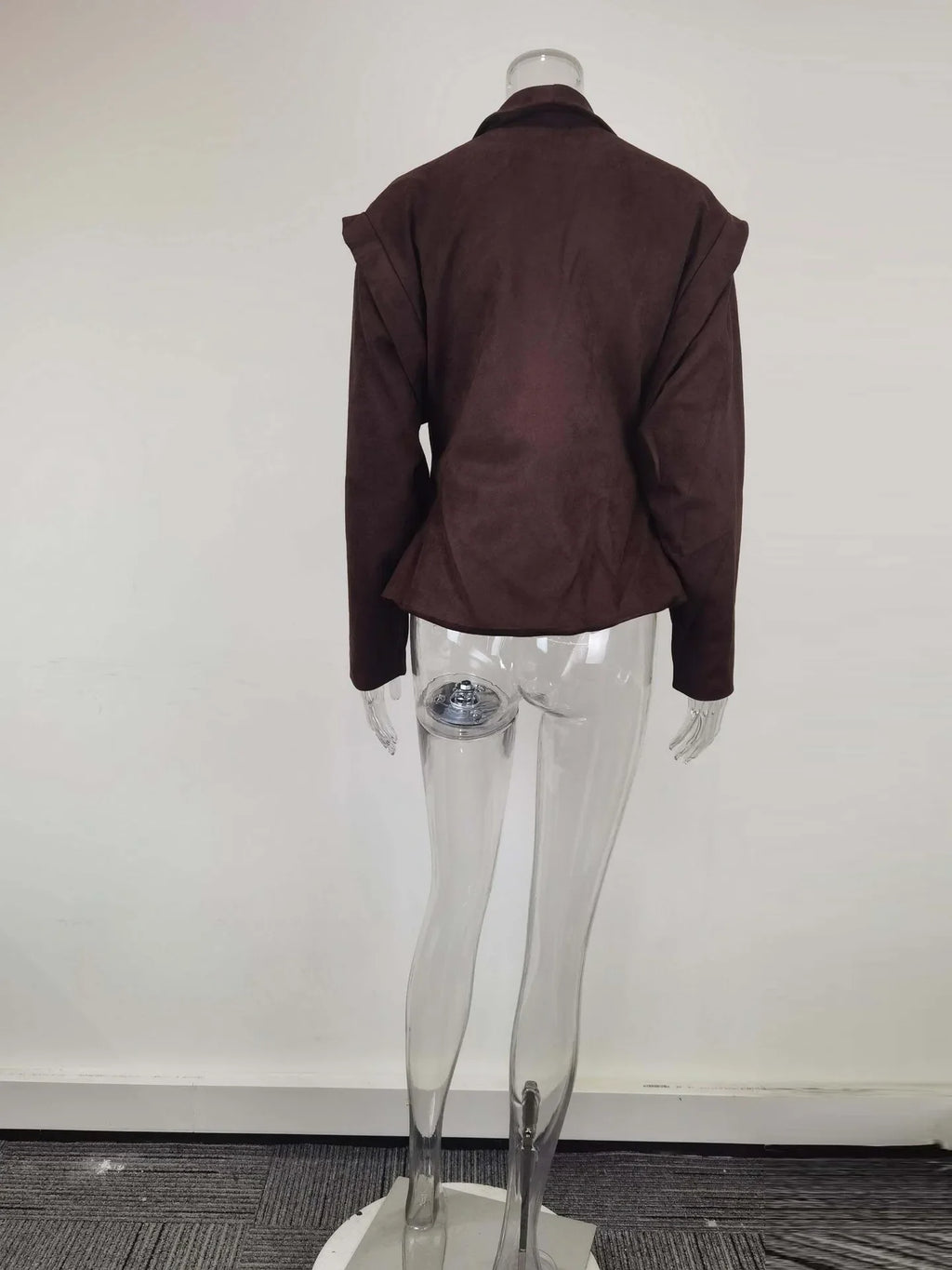 Phantasy Single Breasted Buckle Casual Suede Jacket Street Fashion Waist with Buttons