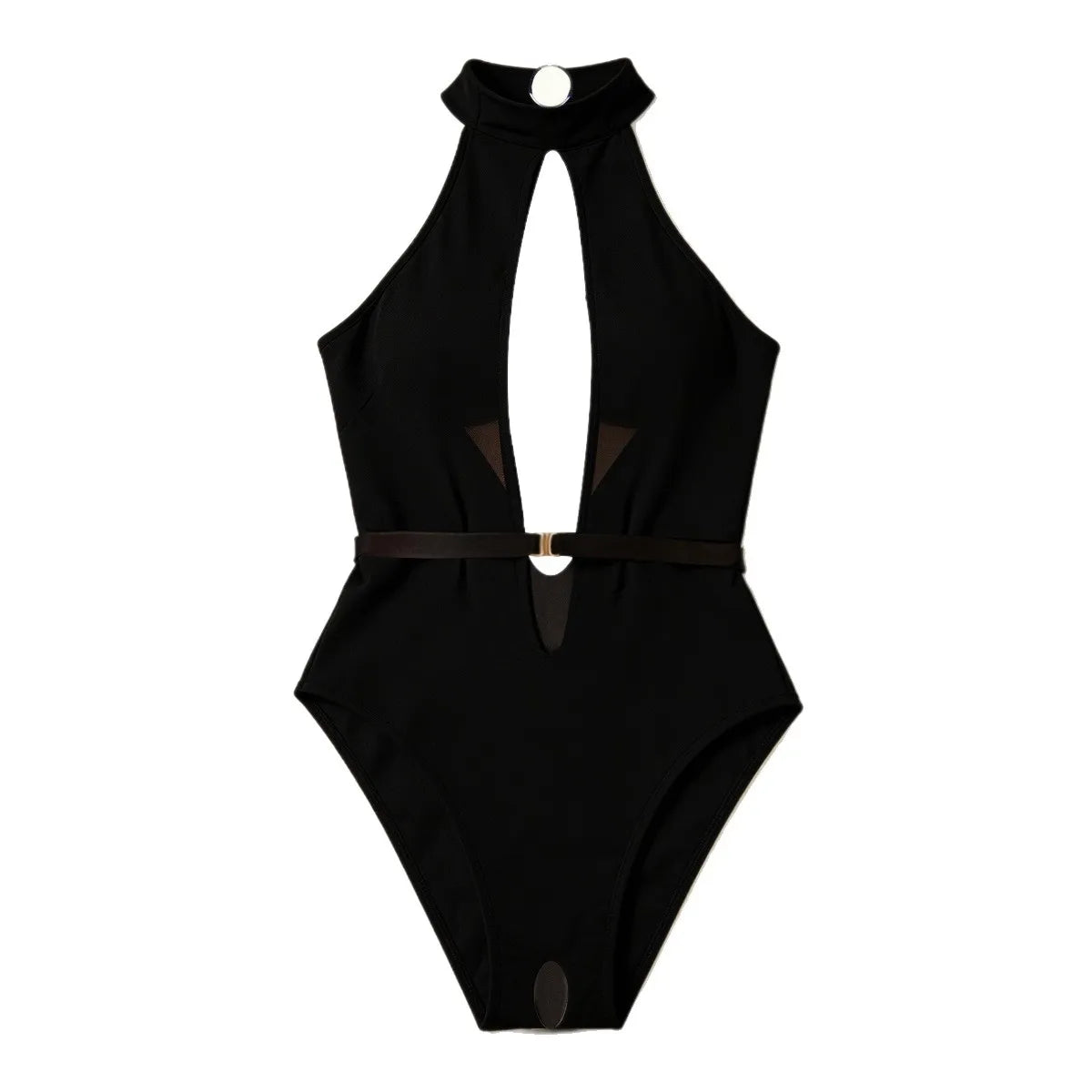 Crotchless Sexy Transparent Lace Bodysuits Lingerie Deep V Halter Sexy Open Crotch