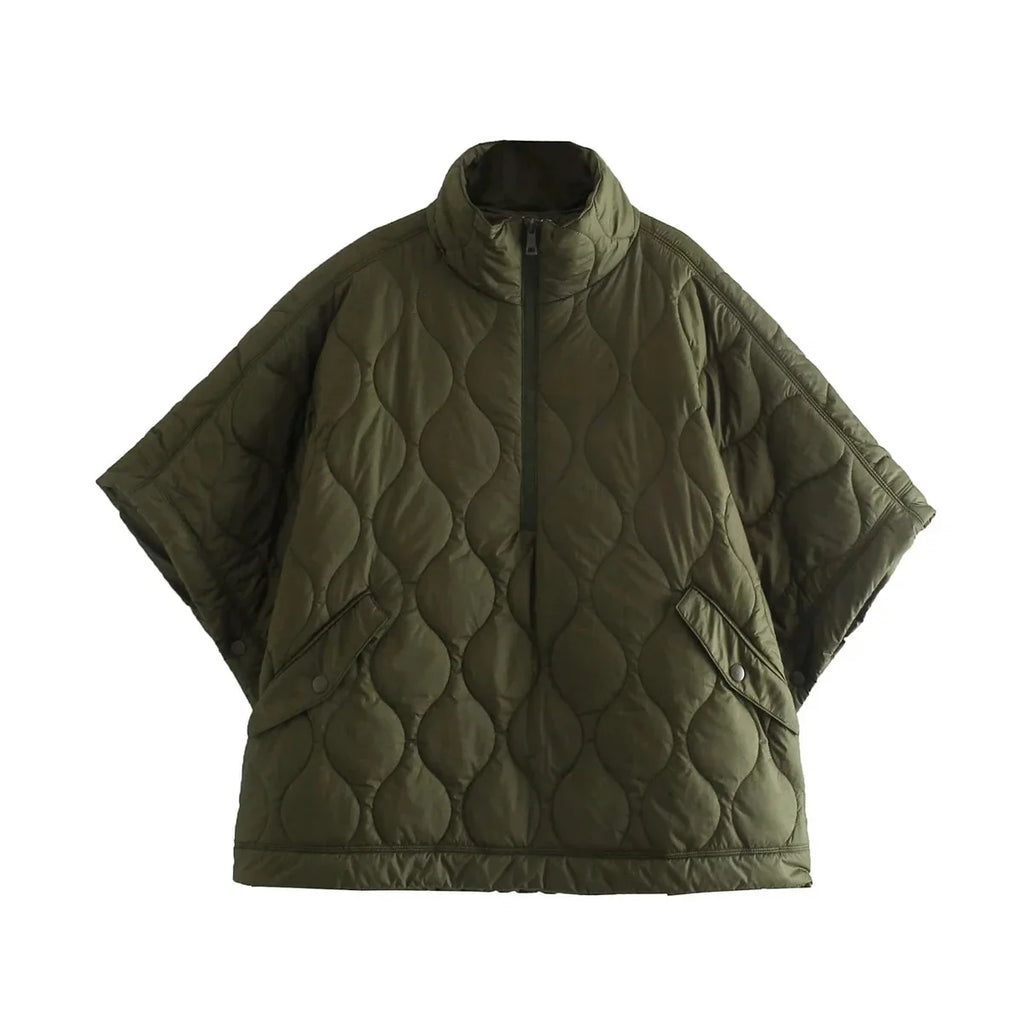 Quilted Argyle Coat Cape Rainproof Jacket