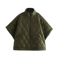 Quilted Argyle Coat Cape Rainproof Jacket