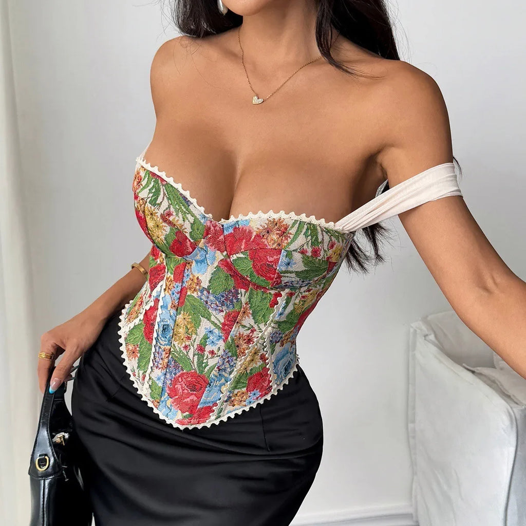 Vintage Strap Floral Tank Top French Style Camisole