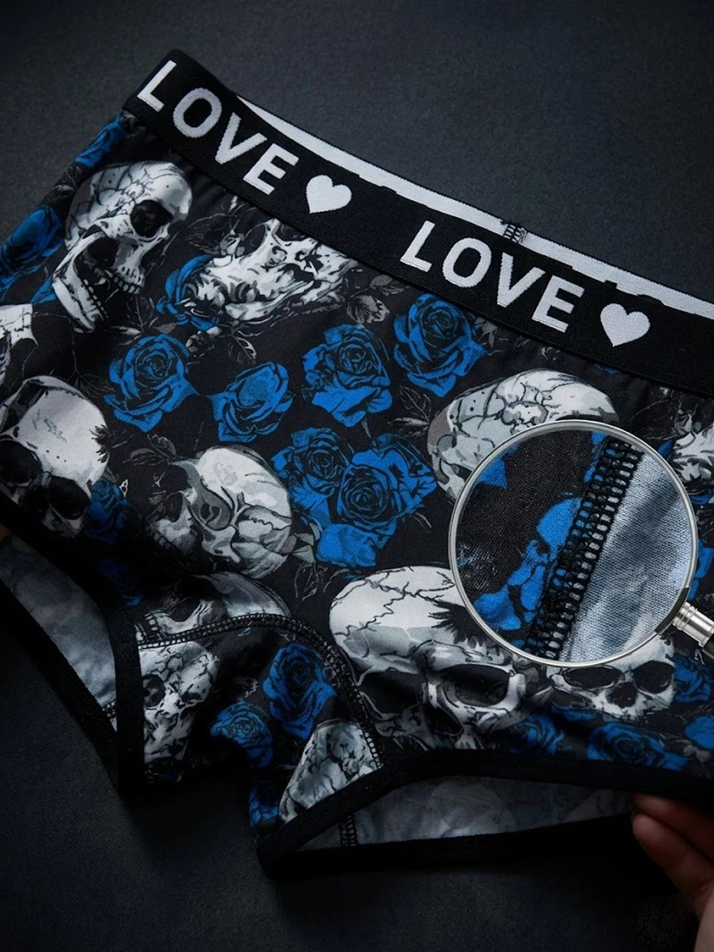 Women Seamless Panties High-waisted Boy shorts Gothic Skull Soft Breathable Stretch Underwear