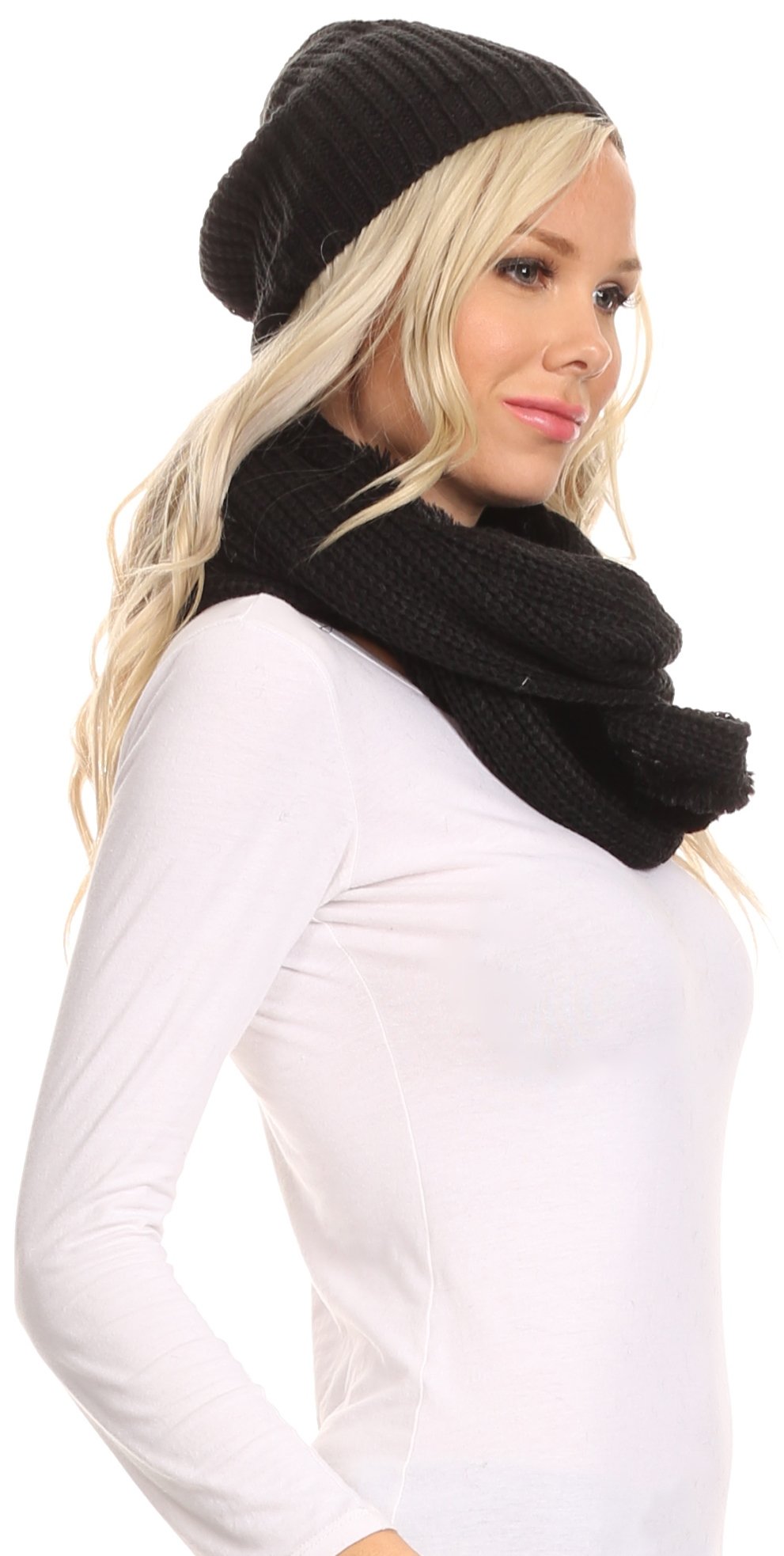 Sakkas Balencia Faux Fur Lined Knit Infinity Scarf & Beanie Hat Set