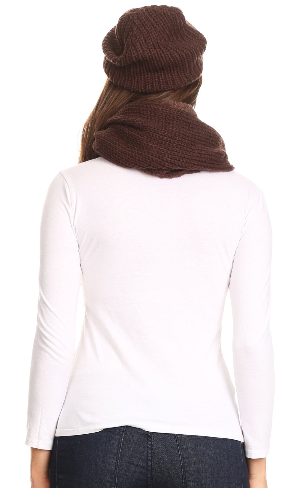 Sakkas Balencia Faux Fur Lined Knit Infinity Scarf & Beanie Hat Set