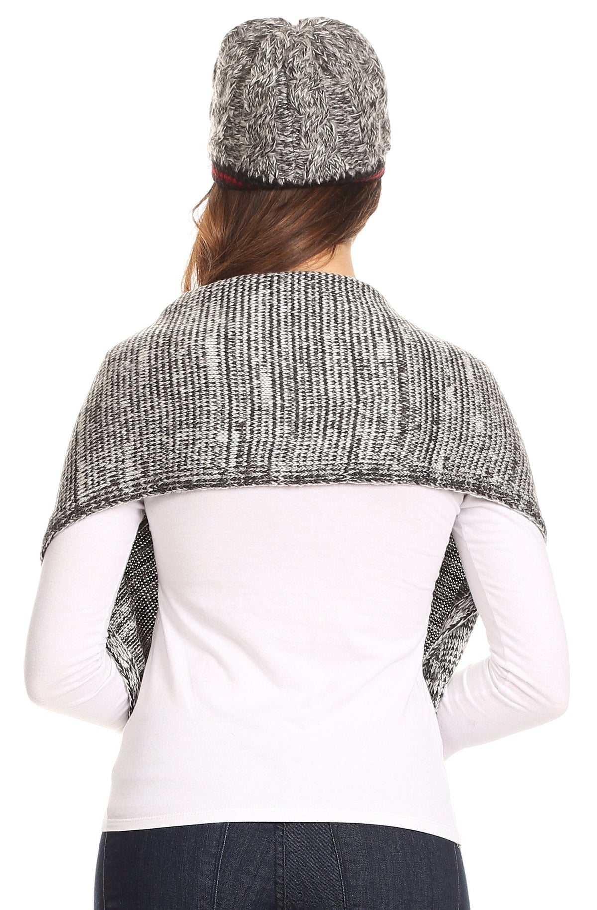 Sakkas Theo Unisex Heather Stripe Knit Hat & Scarf Set, Warm Winter