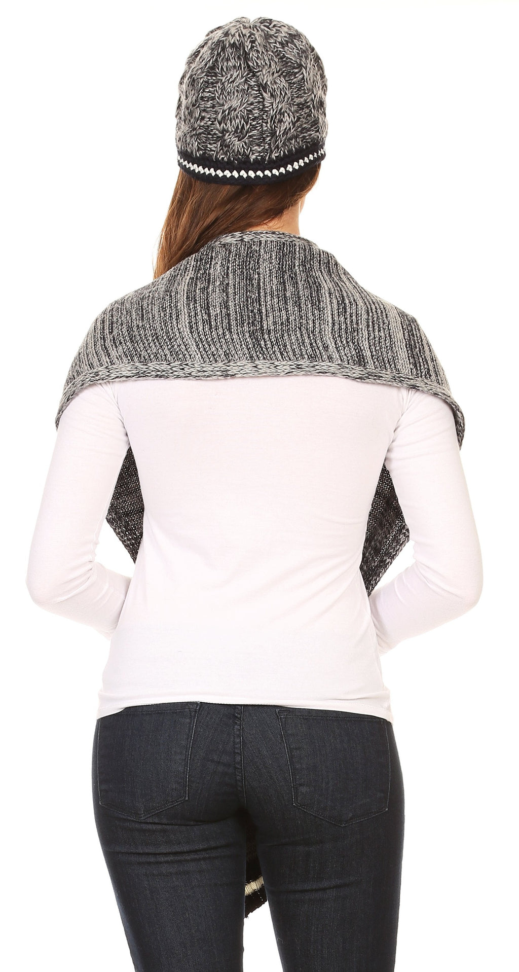 Sakkas Theo Unisex Heather Stripe Knit Hat & Scarf Set, Warm Winter