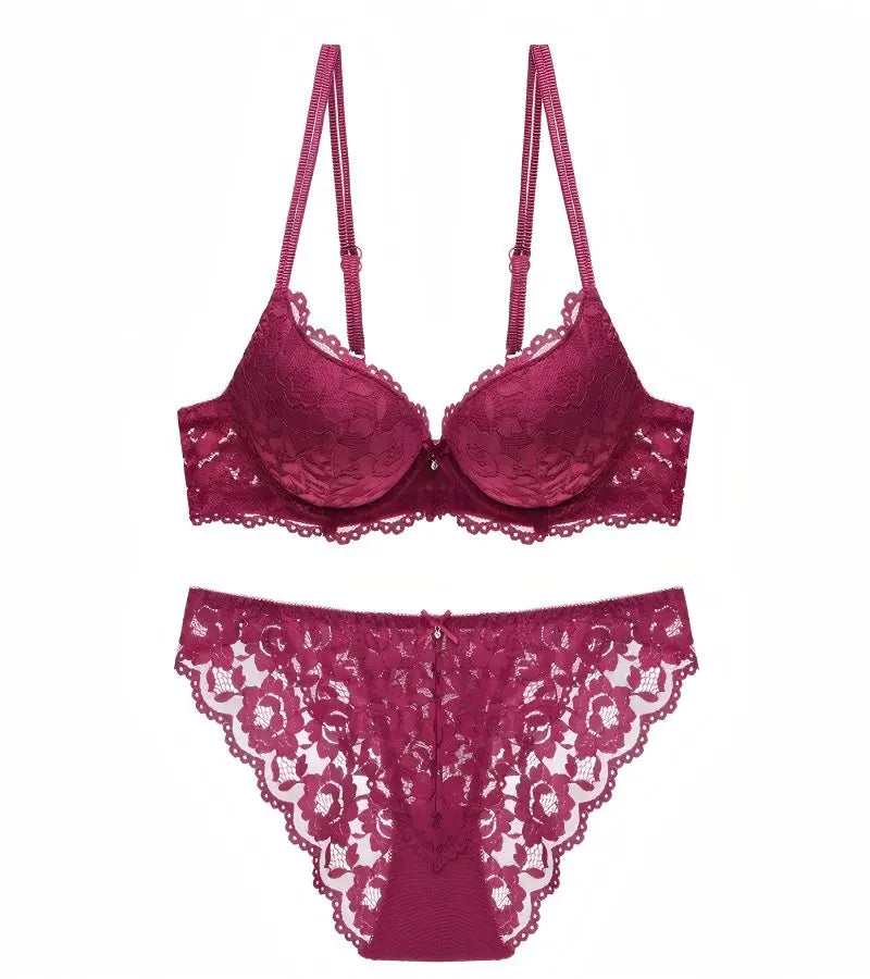 Bow Padded Push Up women's Bra Set Suitable for Small Busts