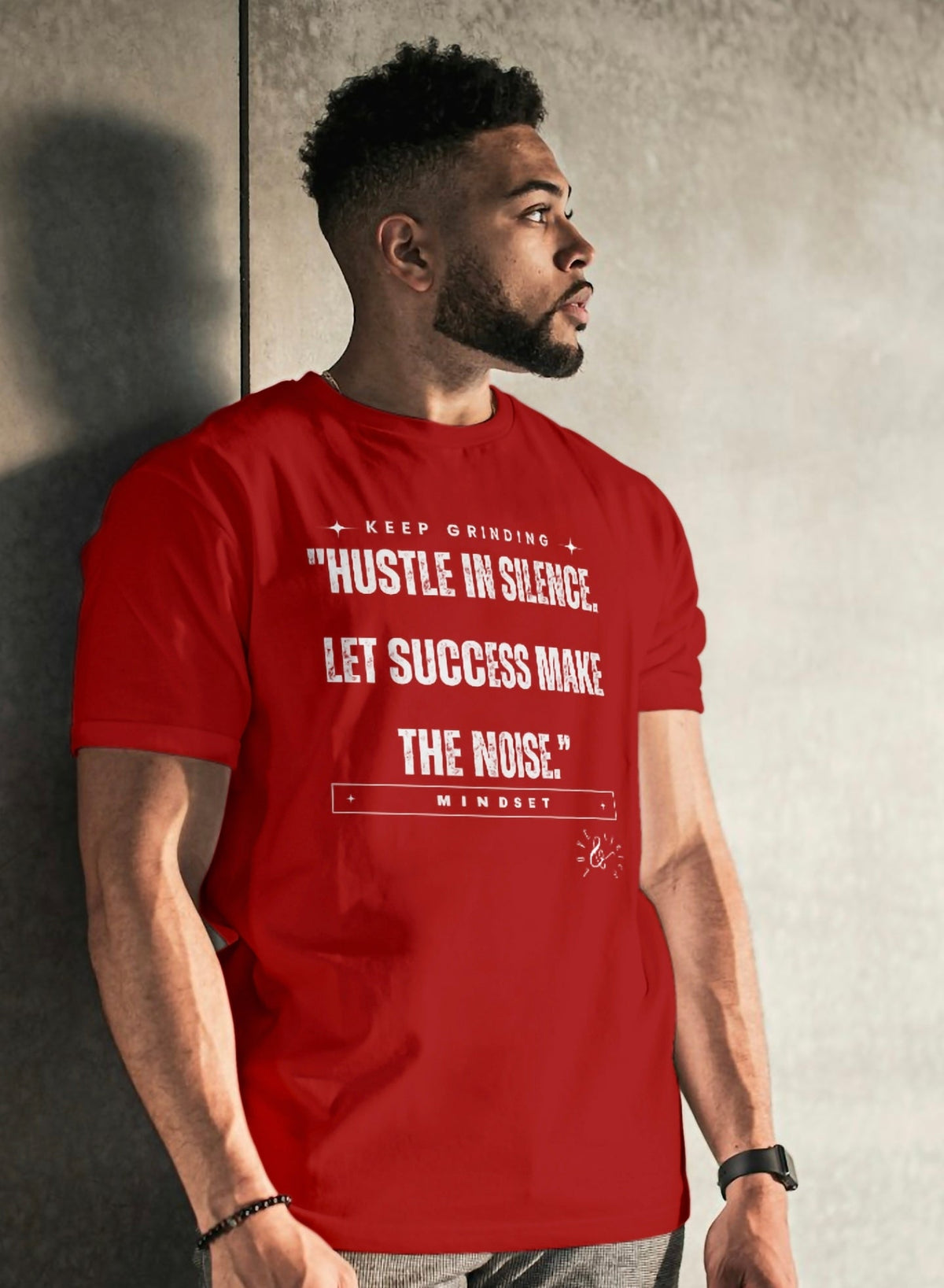 Hustle In Silence | Red Premium Sweatshirt | Bold, Driven & Unstoppable