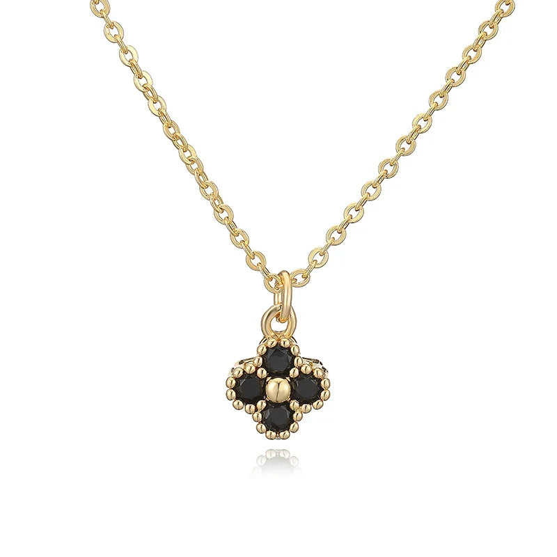 HECHENG, 18K Gold Plated Brass Cubic Zirconia Bijoux Exquisite Flower‑Shaped Women Necklace Dainty Collarbone Chain Jewelry Gift