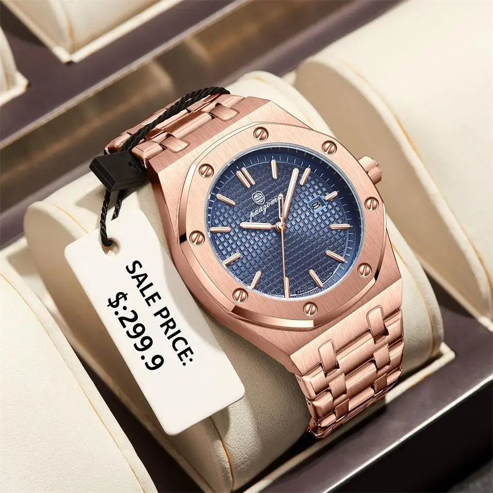 PAAZOMU Top Luxury Man Watch Waterproof Luminous Date Men Watch Stainless Steel Male Clock Sport Fashion Men's Quartz Watches