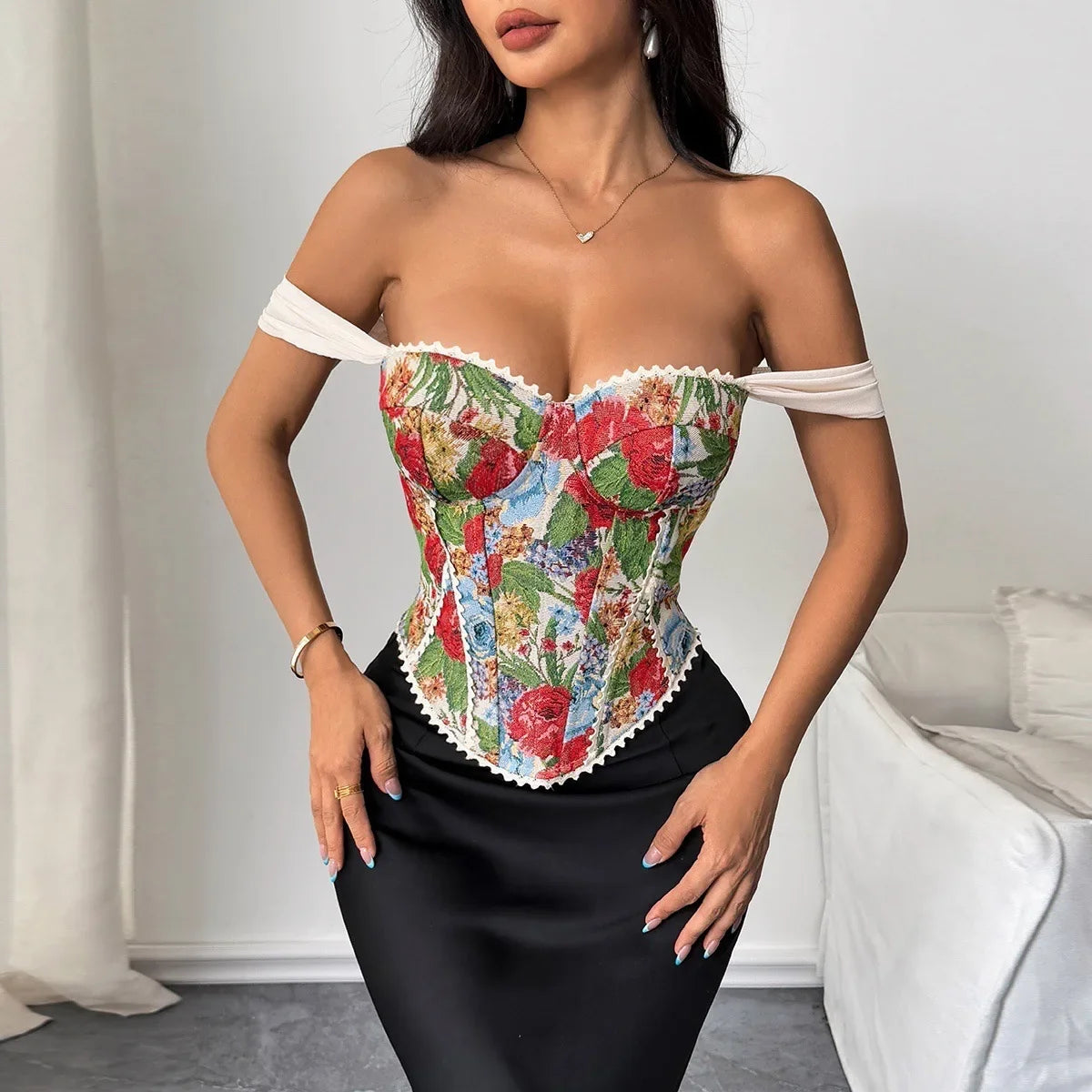 Vintage Strap Floral Tank Top French Style Camisole