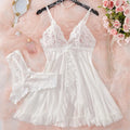 Deep V Slip Dress Thong Erotic Bra Panty Sets