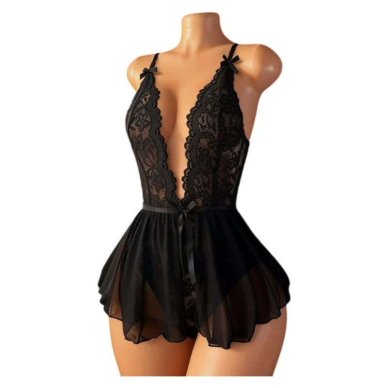 Deep V Sexy Underwear Women One-piece Exotic Bodysuit Set