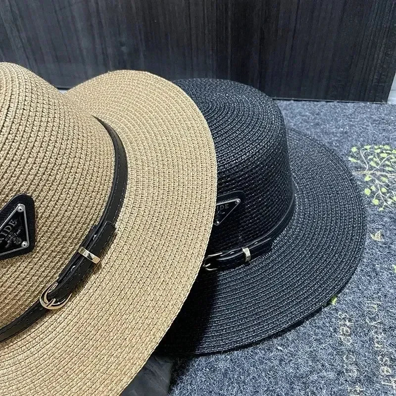 Summer Beach Hat Versatile Top Hats Belt Buckle  Sun Protection Hat Korean Style Straw Hat for Women