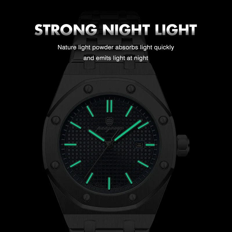 PAAZOMU Luxury Watches For Men Stainless Steel Waterproof Luminous Man Watch Date Week Fashion Casual Men's Quartz Watch Reloj