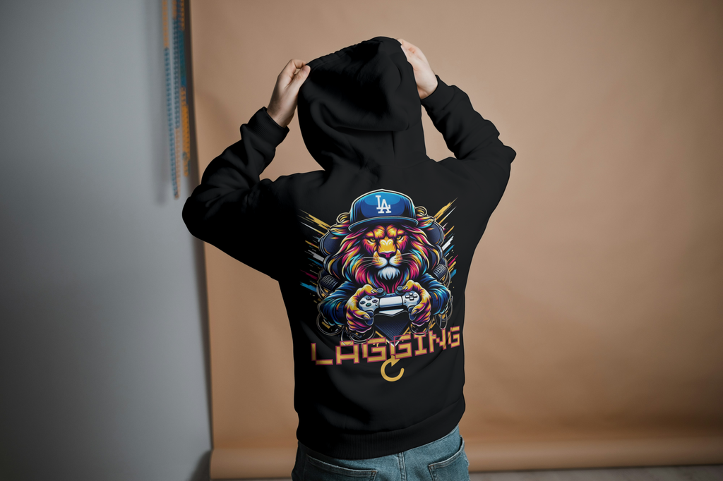 Lagging Lion | Gamer's Grind Hoodie | For the One Who Plays Hard & Lives Harder