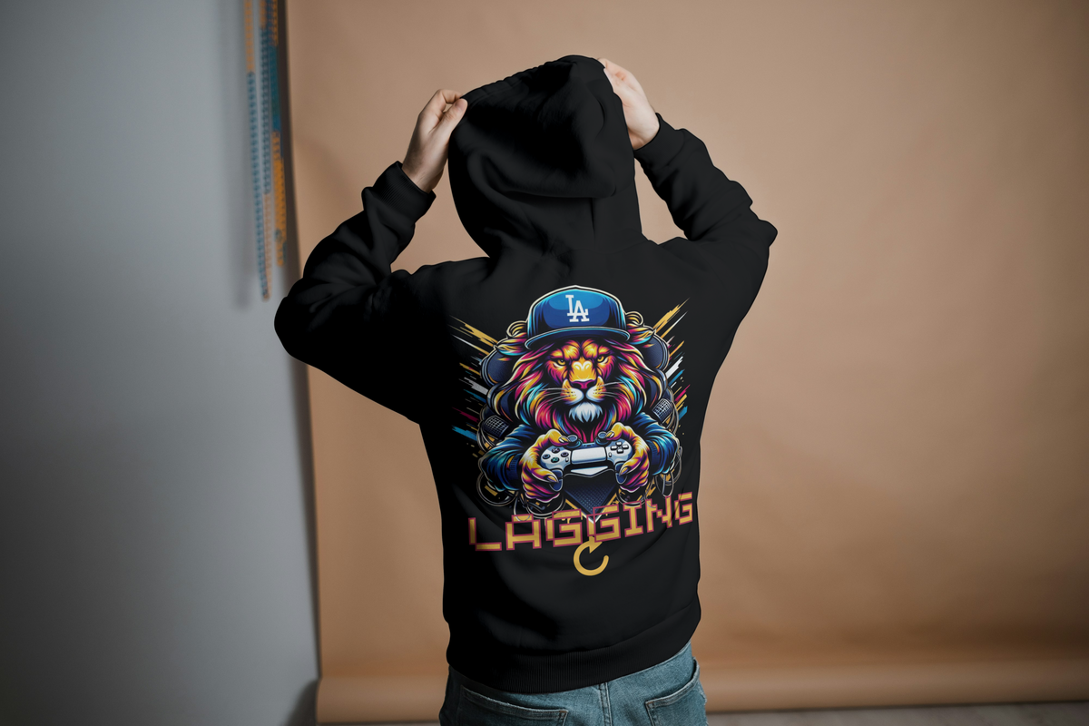 Lagging Lion | Gamer's Grind Hoodie | For the One Who Plays Hard & Lives Harder