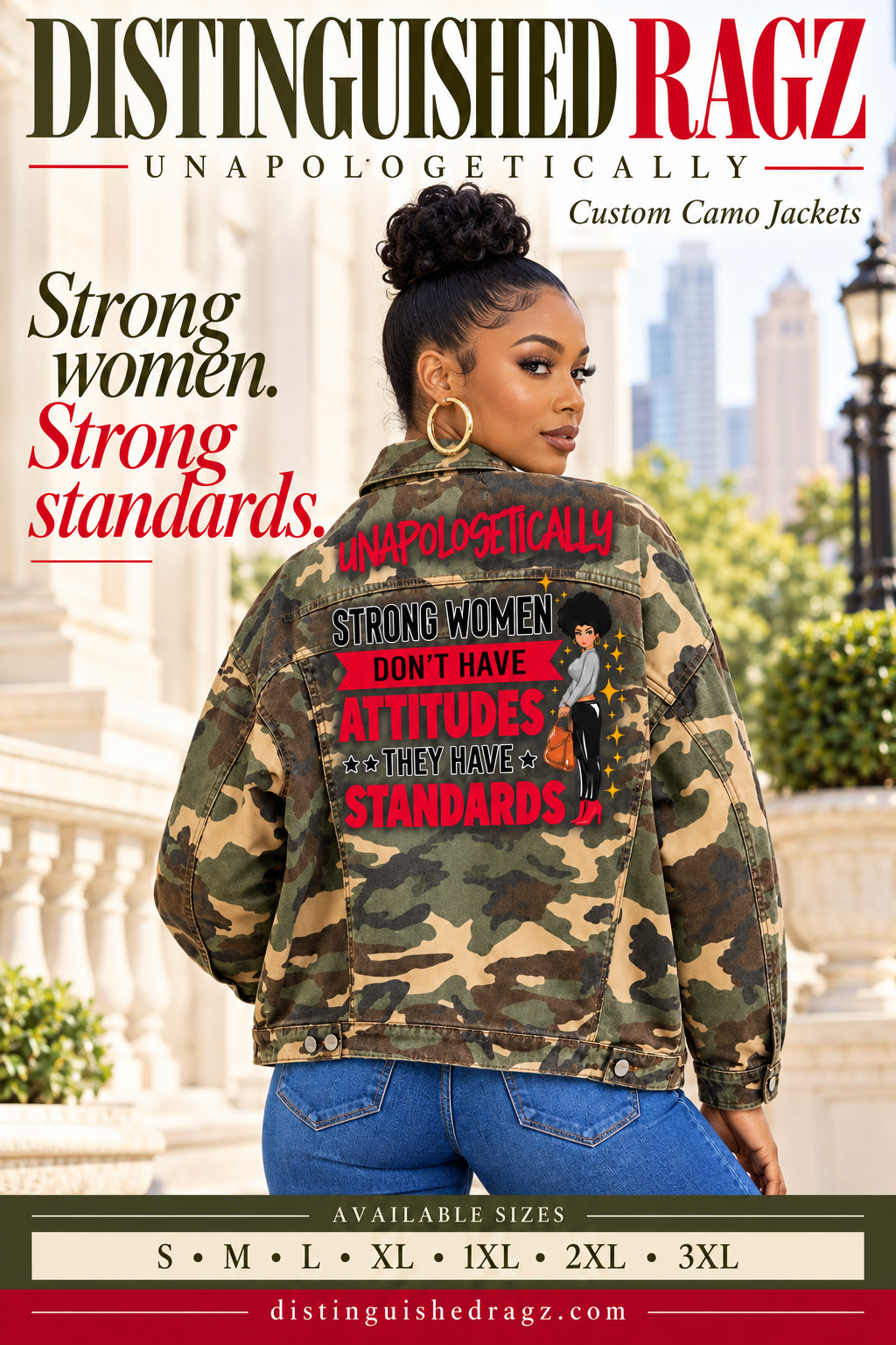 Distinguished Ragz "Unapologetically" Camo-Denim Classic-Cut Jacket