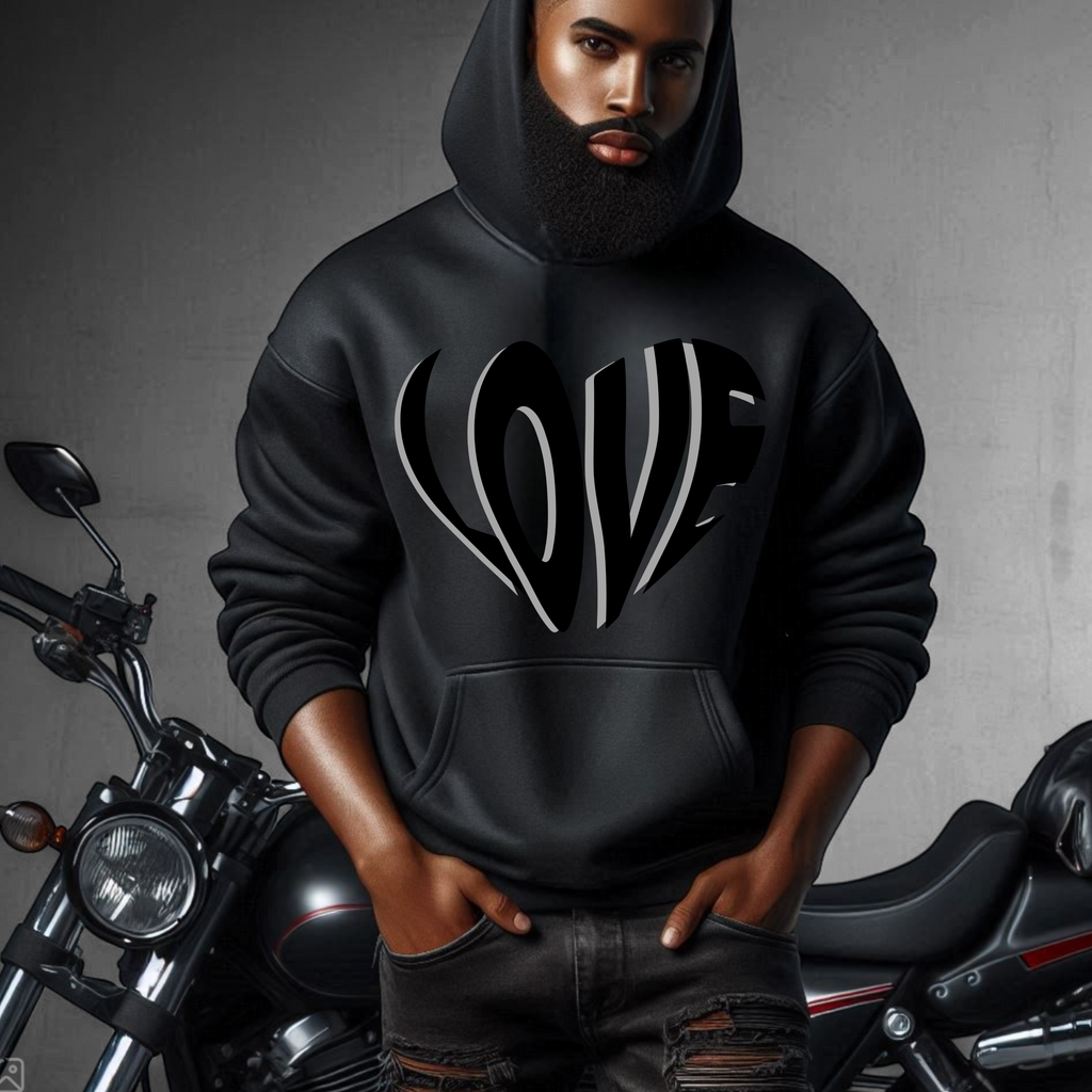 Love Heart | Premium Black Hoodie | Sleek, Bold & Full of Love