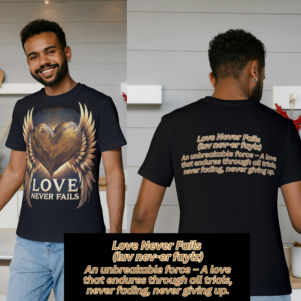 Love Never Fails | Winged Heart Tee | Faith, Love & Timeless Truth
