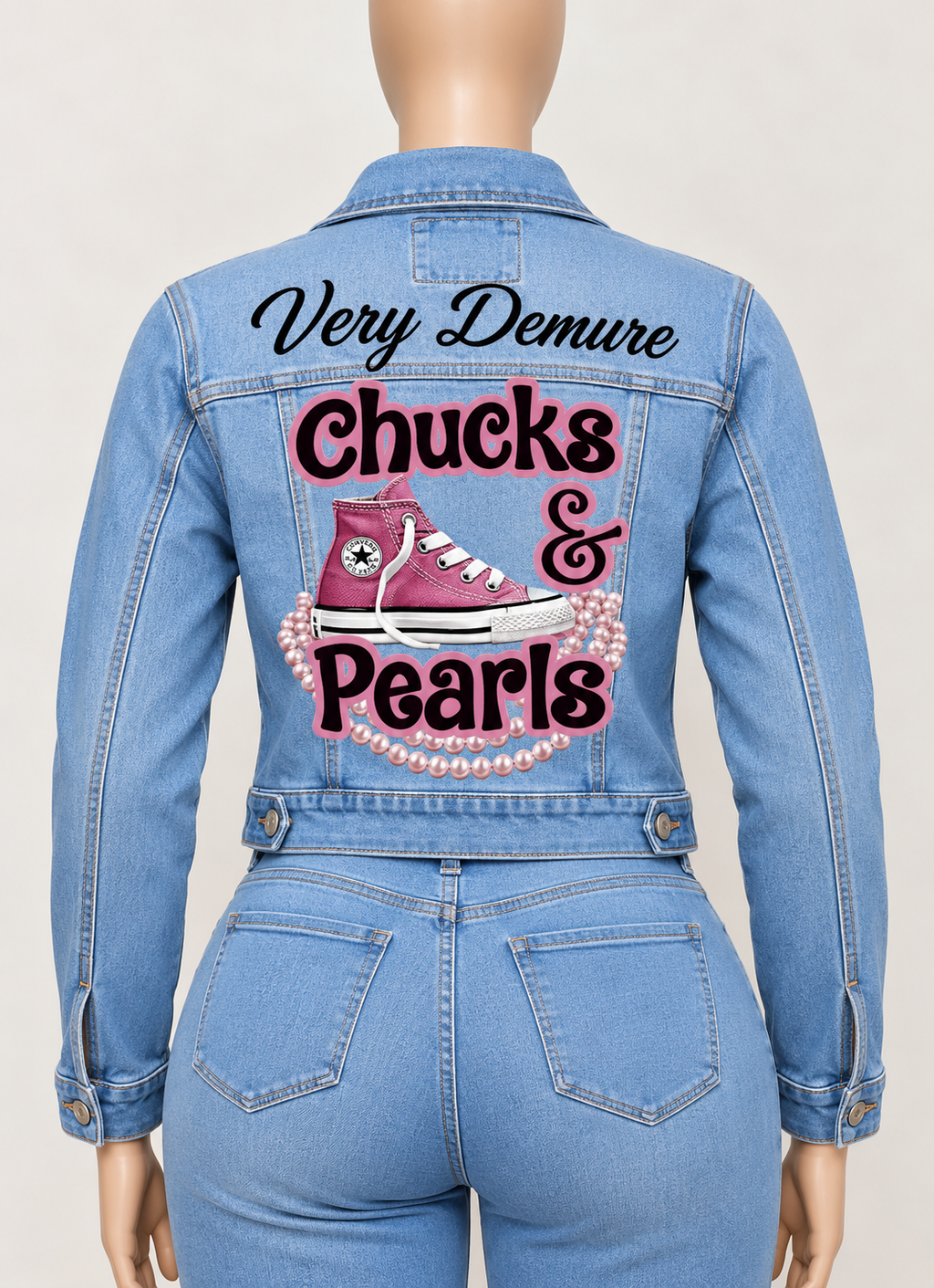 Distinguished Ragz "Chucks & Pearls" Denim Classic-Cut Jacket