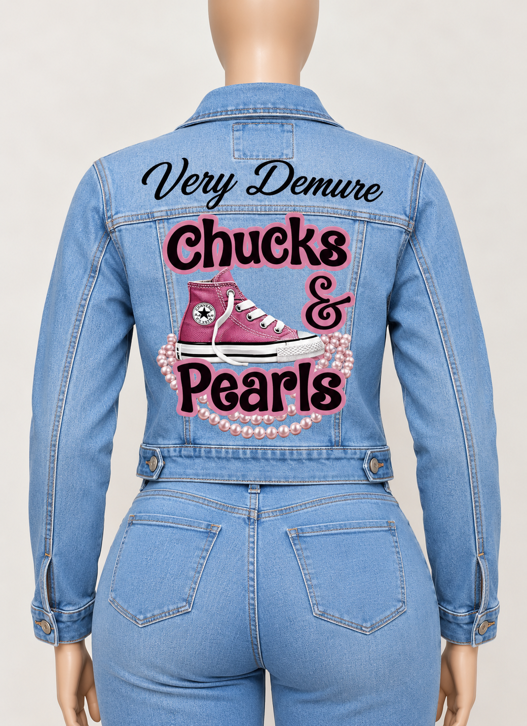Distinguished Ragz "Chucks & Pearls" Denim Classic-Cut Jacket