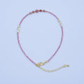 24K Gold Filled 2mm Shell Pearl Pink Quartz Multifaceted Gemstone 9 Inch Anklet Bracelet | WA-2945