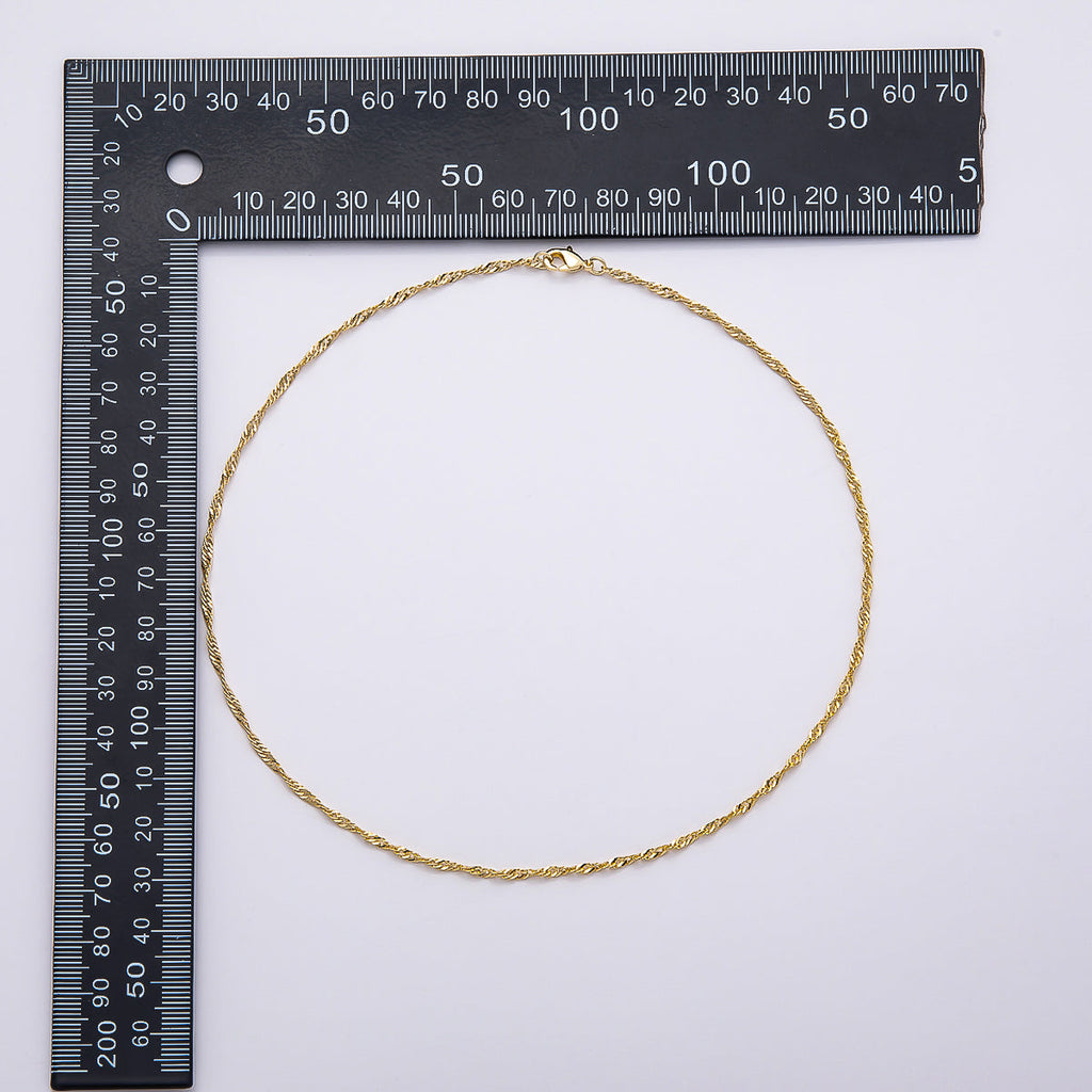 16K Gold Filled 2mm Twisted Singapore Chain 18 Inch Necklace | WA-04483