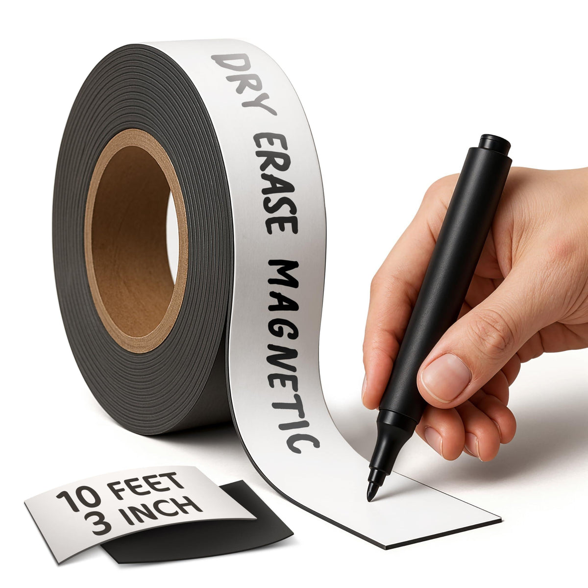 Magnetic Dry Erase Tape 10 Ft x 3 Inch White Magnetic Strip Blank Magnets to Write On Dry Erase Strips Magnet Tape Roll Custom Writable Flexible Tape for Whiteboards Shelves Bus Seats Lockers